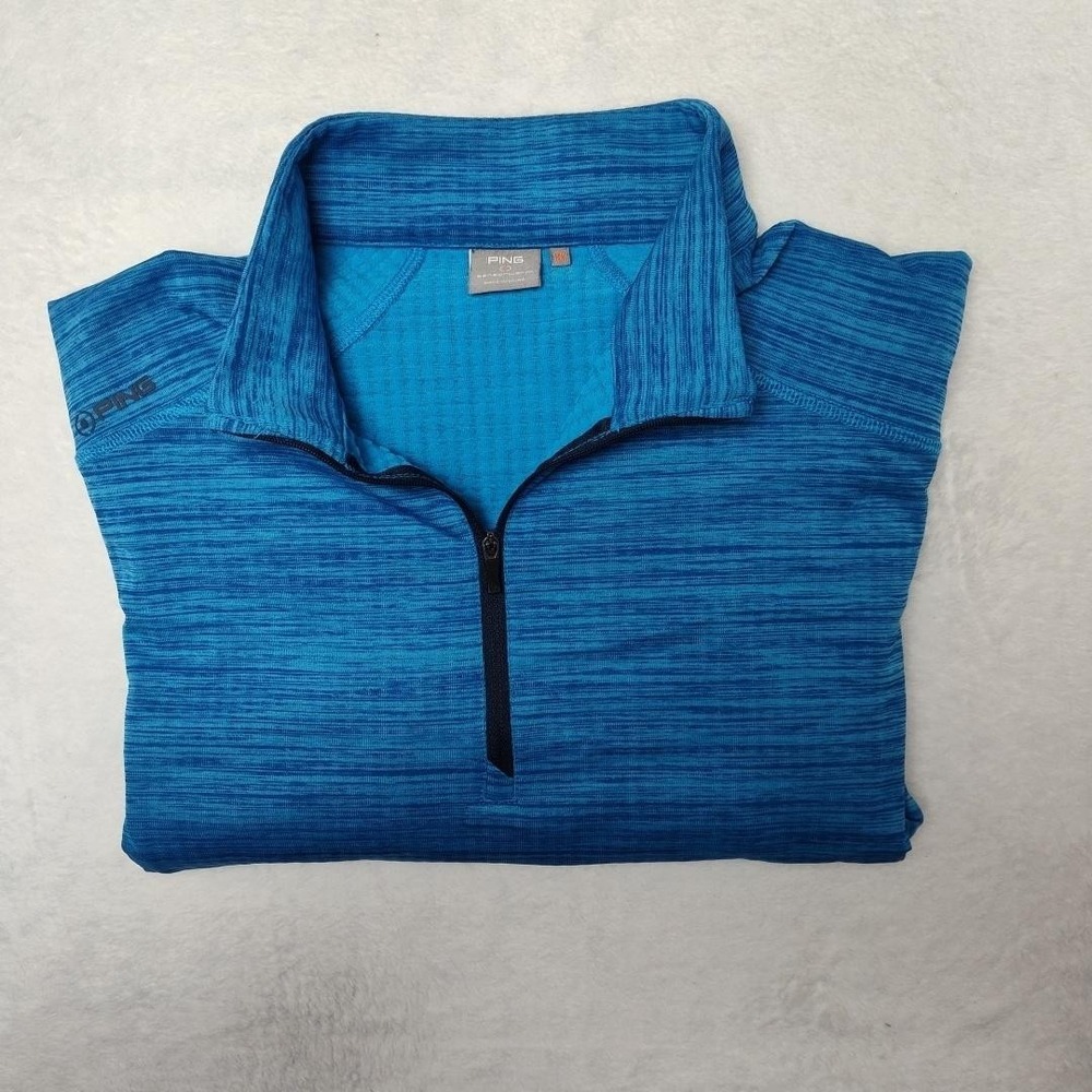 PING Sensorwarm Pullover Mens Medium Blue Quarter Zip Thermal Golf Performance